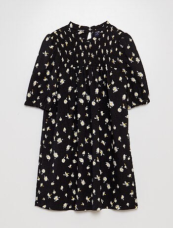 Korte jurk van kreukeltricot met print