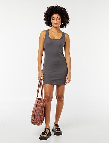 Korte jurk van ribtricot