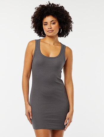 Korte jurk van ribtricot