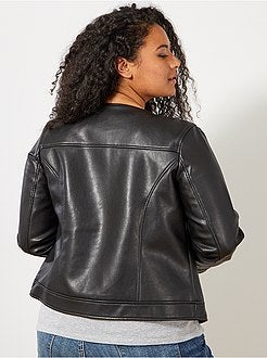 Kraagloos jack van synthetisch leer - Kiabi