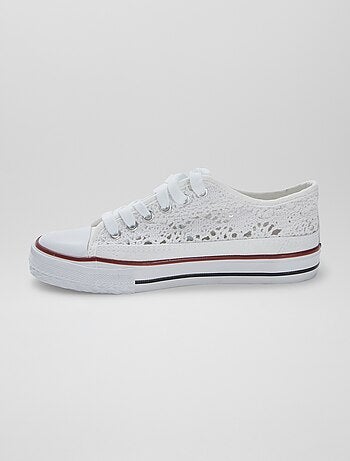 Lage sneakers van stof en macramé