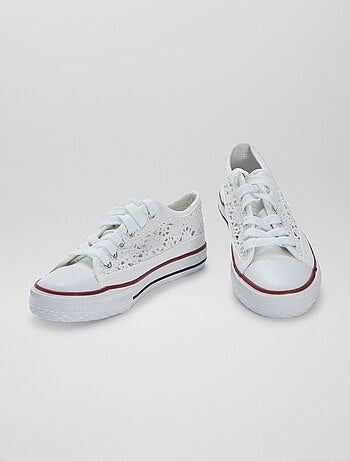 Lage sneakers van stof en macramé