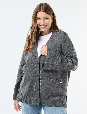 Lang vest met knopen en studs 'Only Carmakoma'