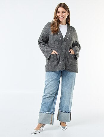 Lang vest met knopen en studs 'Only Carmakoma'