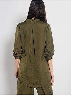 Lange, gesatineerde overhemdbloes - Kiabi