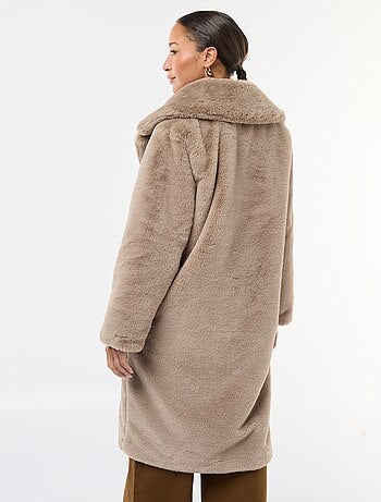 Lange jas van imitatiebont