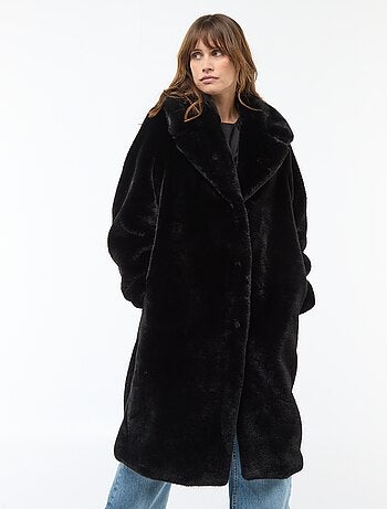 Lange jas van imitatiebont