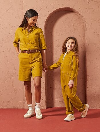 Lange jumpsuit van gemengd linnen - Uniseks