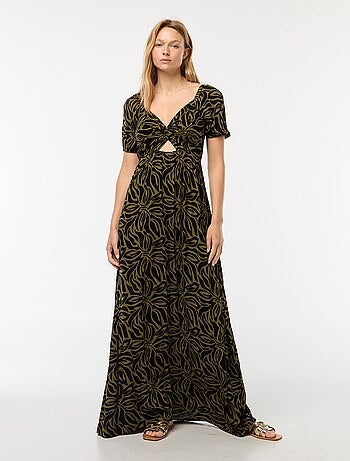 Lange jurk met print en splitjes