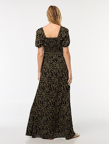 Lange jurk met print en splitjes