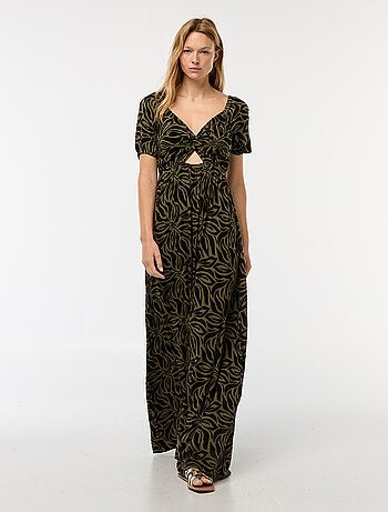 Lange jurk met print en splitjes