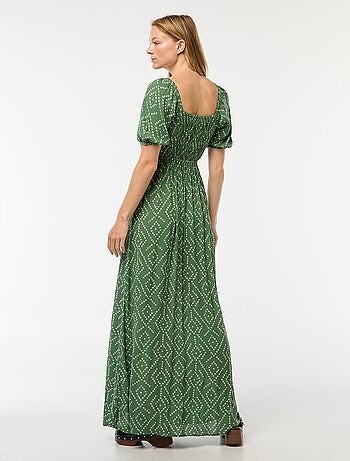 Lange jurk met print en splitjes