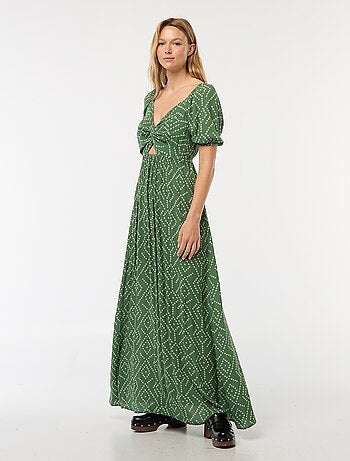 Lange jurk met print en splitjes