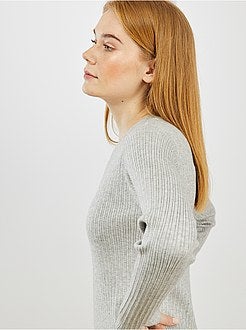 Lange jurk van ribtricot - Kiabi