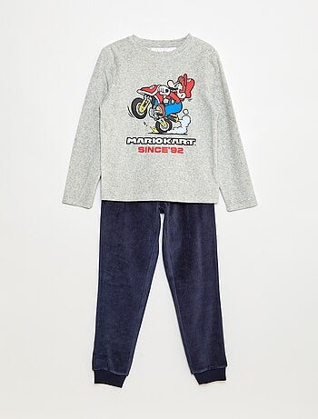 Lange pyjama van velours - T-shirt + broek 'Mario Kart' - 2-delig