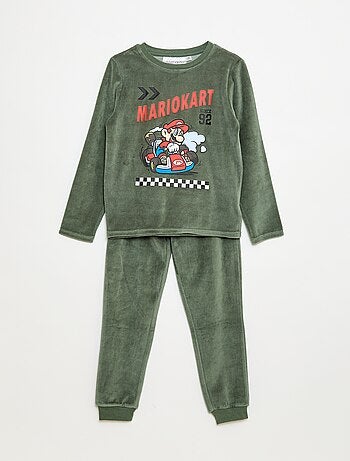 Lange pyjama van velours - T-shirt + broek 'Mario Kart' - 2-delig
