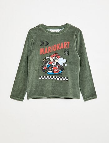 Lange pyjama van velours - T-shirt + broek 'Mario Kart' - 2-delig