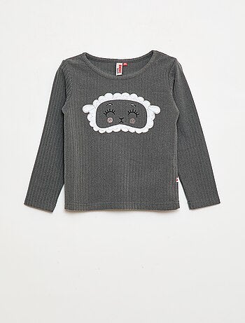 Lange pyjama van zachte ribstof - T-shirt + broek - 2-delig