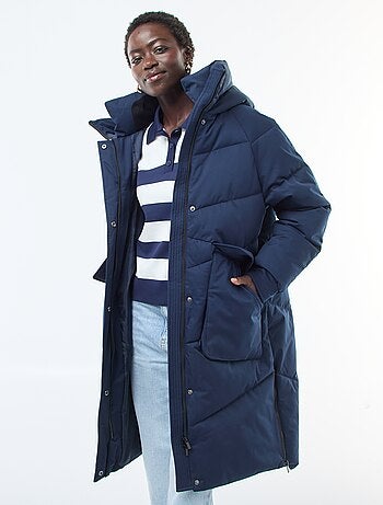 Lange warme waterafstotende gewatteerde jas met kap