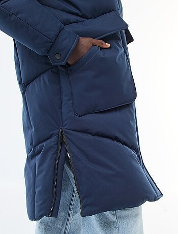 Lange warme waterafstotende gewatteerde jas met kap