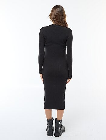 Lange zwangerschapsjurk met ribbeltextuur