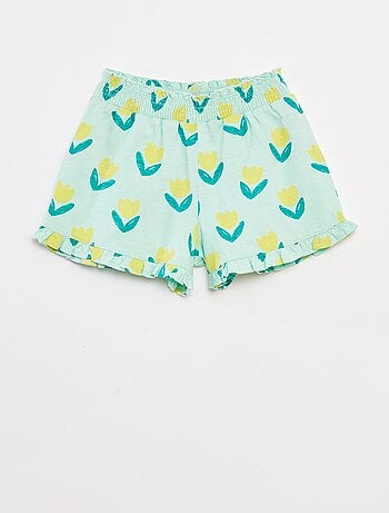 Lichte short met ruches en print