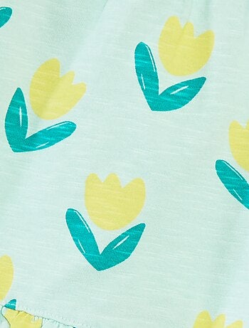 Lichte short met ruches en print