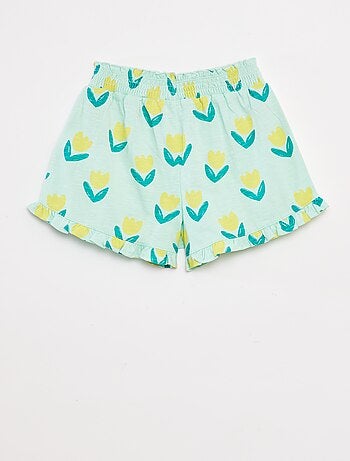 Lichte short met ruches en print