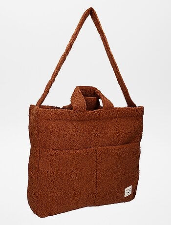 Luiertas met schapenvacht effect + aankleedkussen voor onderweg