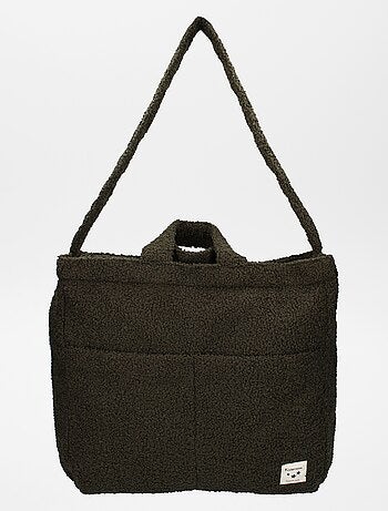 Luiertas met schapenvacht effect + aankleedkussen voor onderweg