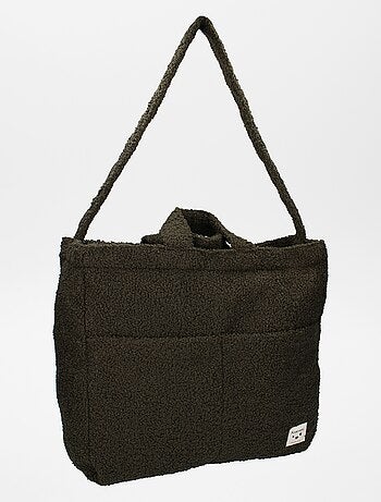 Luiertas met schapenvacht effect + aankleedkussen voor onderweg