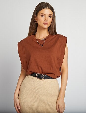 Mouwloos, effen shirt