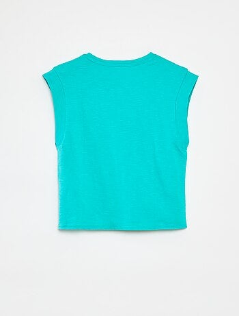 Mouwloos, effen T-shirt