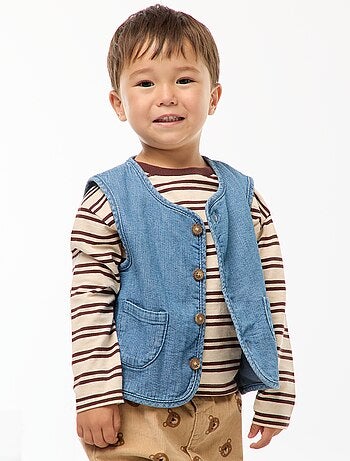 Mouwloos jasje met geribbeld spijkerstofeffect