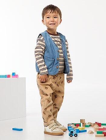 Mouwloos jasje met geribbeld spijkerstofeffect