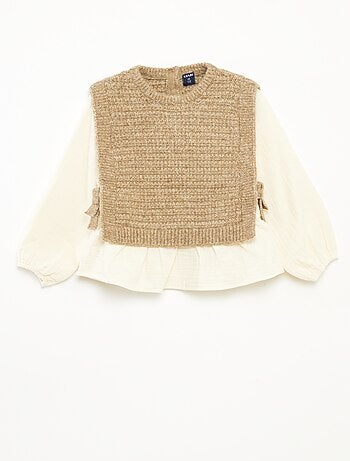 Mouwloos truitje en bloesje - 2-in-1