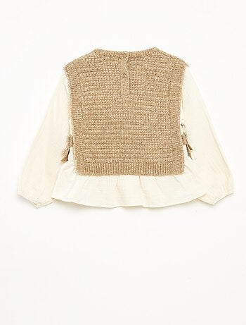 Mouwloos truitje en bloesje - 2-in-1