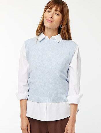 Mouwloze, gebreide trui