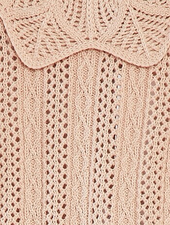 Mouwloze trui met tricot en kraagje