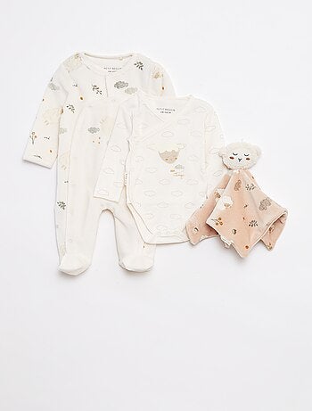 Nachtsetje - Slaappakje + rompertje + knuffeldoekje - 3-delig