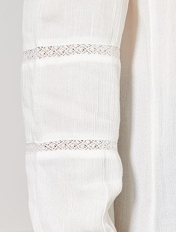 Damesmode maat 34-48 - Nette blouse met ruches en kant - Kiabi