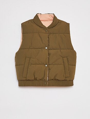 Omkeerbaar puffy donsjack zonder mouwen