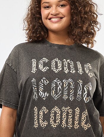 Only Carmakoma-T-shirt met print en korte mouw