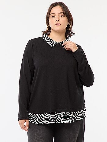 Only Carmakoma | Trui met 2-in-1 effect met blouse-effect