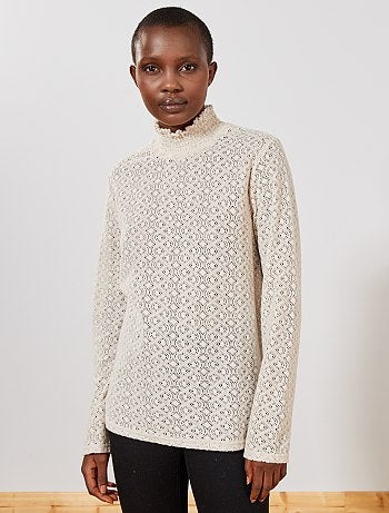 Damesmode maat 34-48 - Opengewerkt T-shirt - Kiabi