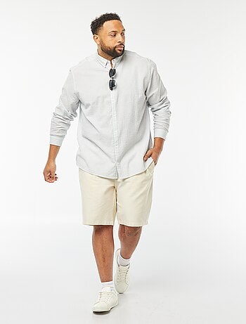 Overhemd van crepon met lange mouw en strepenmotief