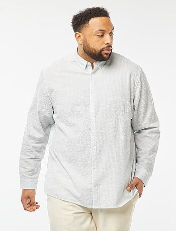 Overhemd van crepon met lange mouw en strepenmotief