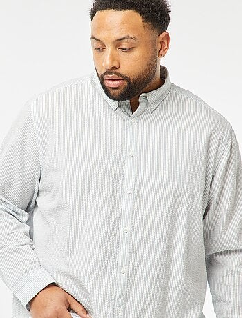 Overhemd van crepon met lange mouw en strepenmotief