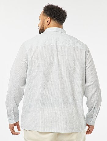 Overhemd van crepon met lange mouw en strepenmotief