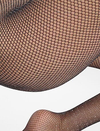 Panty van nettricot met zilverkleurig garen 'DIM'